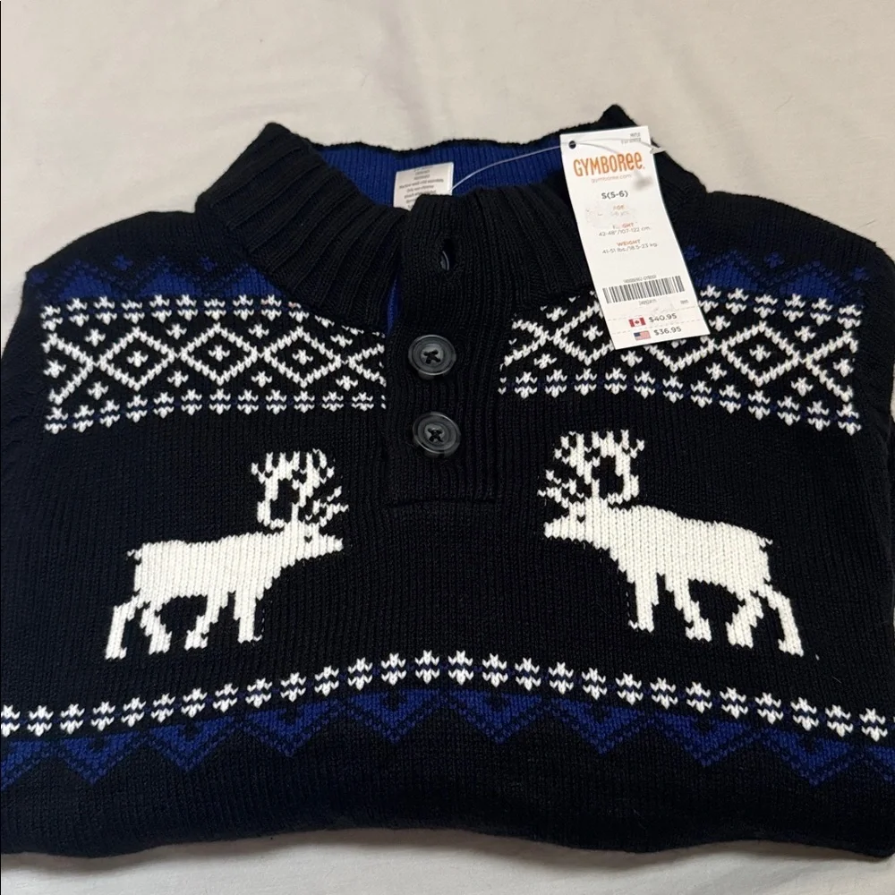 NWT Gymboree Reindeer Fair Isle Winter Sweater Woodland Rustic Size Small (5-6)